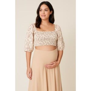 NWT Seraphine Floral Smocked Cotton Maternity Top Size 6